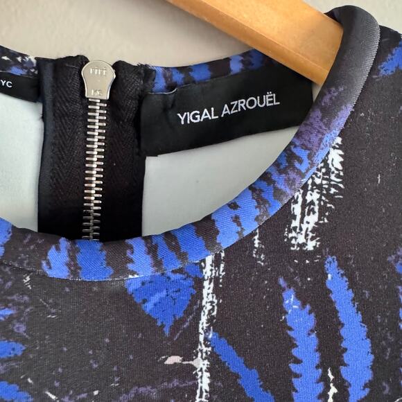 Yigal Azrouel Floral Print Scuba Shift Dress Blue and Black Size 4 - Picture 5 of 9